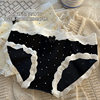 French Retro Sexy Underwear Women's Pure Cotton Antibacterial Bottom Girl's Cream Polo Dot Underwear Women's Briefs