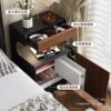 Solid Wood Mid-Century Style Bedside Table Safe Integrated Storage Cabinet Bedroom Simple Modern Bedside Cabinet with Password Lock