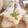 Cream Style Living Room Towel Embroidered Pillow Cushion Pink Flower Bedroom Bedside Cushion Lumbar Pillow Backrest Pillow Cover Included