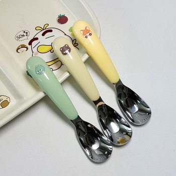 316 stainless steel silver ingot spoon children's tableware baby food spoon kindergarten home eating out portable spoon
