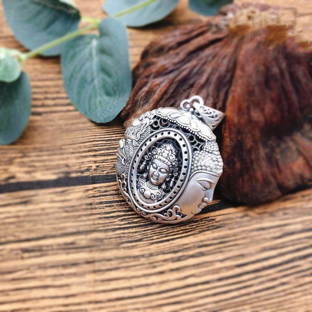 2023 new arrival one thought Buddha Magic S925 sterling silver sweater chain long fashion retro pure silver necklace pendant jewelry