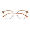 Korean-Style Cold Tea-Colored Eyeglass Frames for Women, Half-Rim, Elegant, Brightening, Can Be Fitted with Prescription Lenses, Blue Light Blocking, Ultra-Light Frames