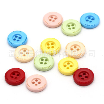 11.5mm Small Wide Edge Four-Eye Round Resin Buttons Colorfulful Shirt Buttons Cartoon Fashion Spray Colorful Buttons Wholesale