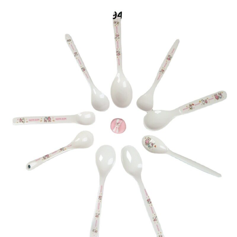Wuhe food grade melamine tableware cartoon children's rabbit spoon tableware household children's spoon fall-resistant soup spoon wholesale
