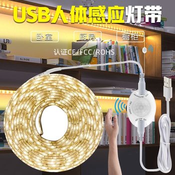 USB Intelligent Human Body Sensor Lamp with Set 5V2835Led Infrared Cabinet Bed Bottom Wardrobe Stairs People Walk Away Light