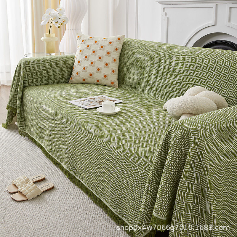 Sofa Towel Cover Ins Style Double-Sided Cotton Yarn Blanket Simple One-Piece Sofa Cushion Cover All-Inclusive Cover