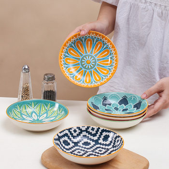 Foreign trade bohemian snack plate ceramic plate creative personalized snack plate home restaurant fruit dessert plate