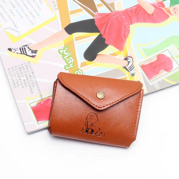 Japanese Magazine Appendix Snoopy Cartoon Coin Purse Unisex Retro High-End Leather 70% off Short Wallet