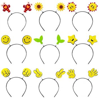 Cute cartoon star Smiley face headband lobster crab headband sapling bean sprout bean sprout hairpin sunflower headdress female