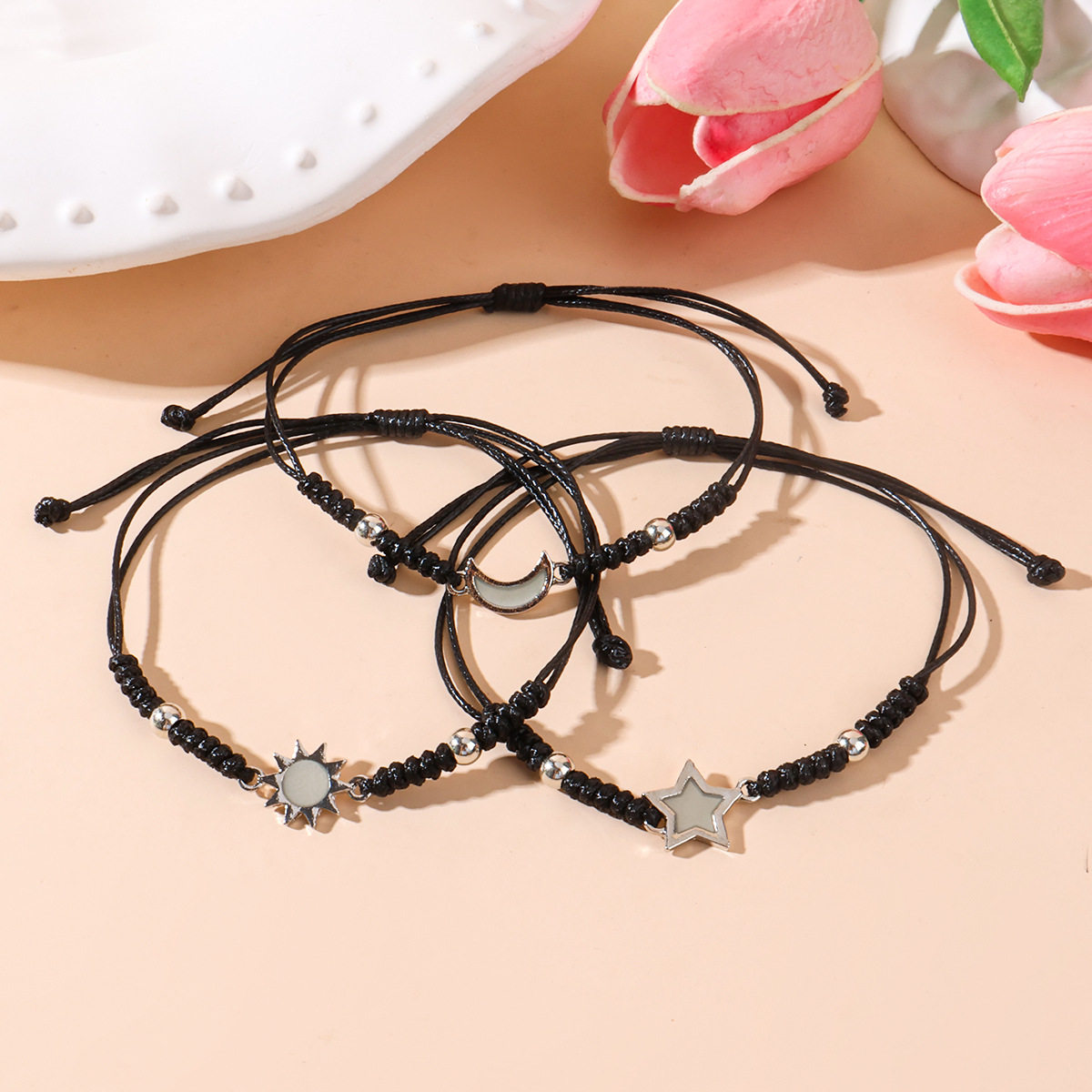 Shein Hot-Selling Sun and Moon Jewelry Cross-Border Exclusive Luminous Sun Moon Star Bracelet European and American Retro Woven Bracelet Set