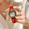 Factory New Wholesale Square Diamond Cross-border Explosions Brown Digital Large Dial Women Quartz Waterproof Watch