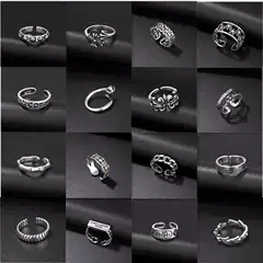 Vintage Silver Korean-style Great East Gate Cross Ring Women's Croix Star Punk Fashion Men's and Women's Open Index Finger Ring