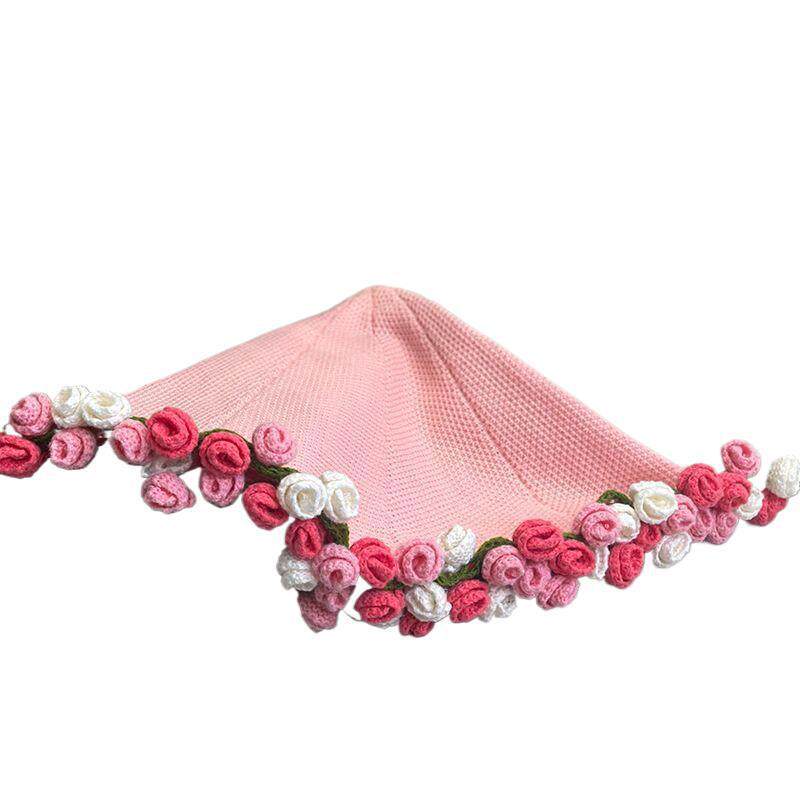 Rose Bouquet Finished Knitted Blanket Hand-Knitted Gift for Girls Sofa Nap Blanket Photo Props