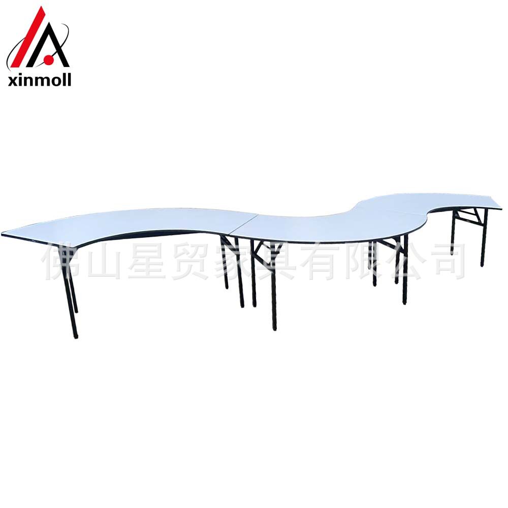 可折叠五拼餐桌组合台酒店餐厅圆桌派对婚庆宴会桌S形桌子家具