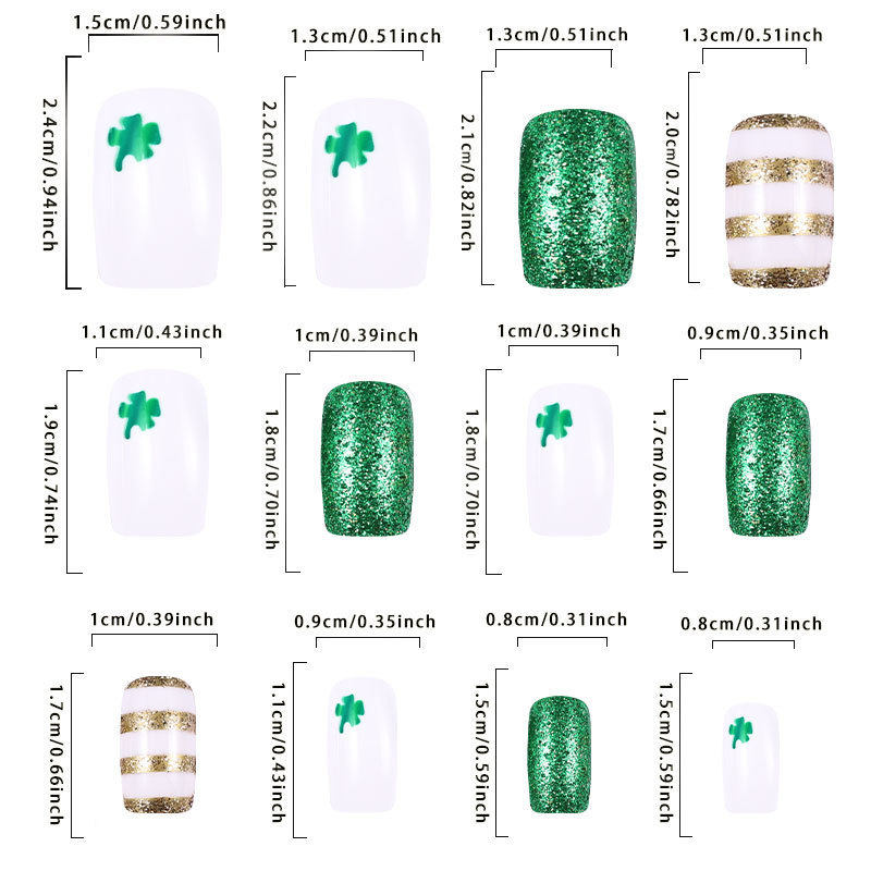 Cross-border Europe and the United States nail green glitter lucky grass wear a St. Patrick's Day nail nail patch wholesale