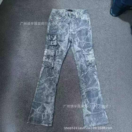 High Street Jeans Black Slim Fit Cross-Border Export P Brand New Elastic Small Feet Men's Miscellaneous Temu Pants