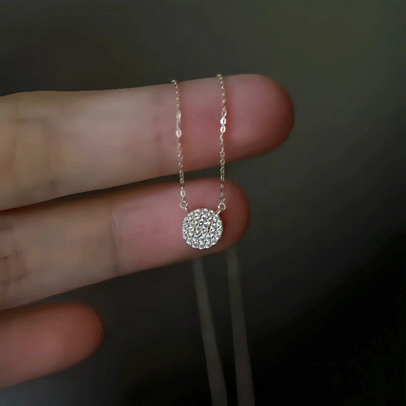 S925 sterling silver plated 14K gold starry sky round necklace women's French light luxury clavicle chain factory direct a generation of hair