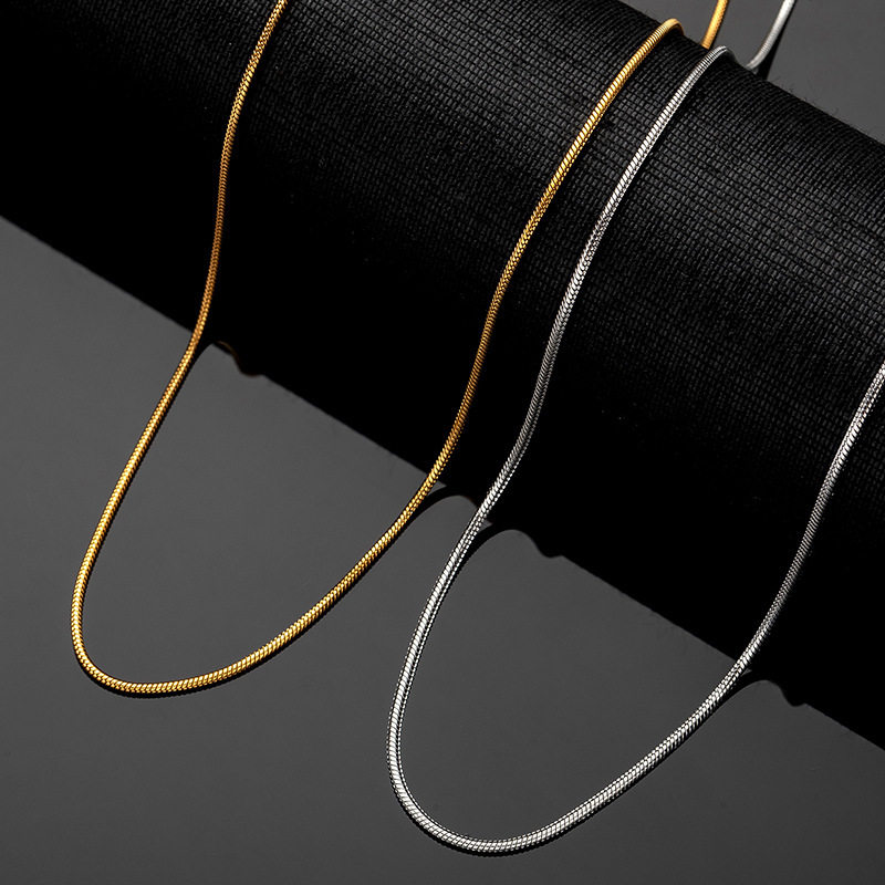 Factory Direct titanium steel round snake bone chain extremely fine pendant-free plain chain round snake clavicle chain fashion decoration all-matching products wholesale