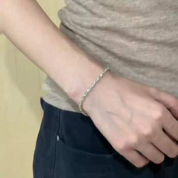 Light Luxury Blue Square Bracelet Necklace Finished Chain Handmade Jewelry Crystal Zircon Claw Chain One-Piece Wholesale Light Luxury Style