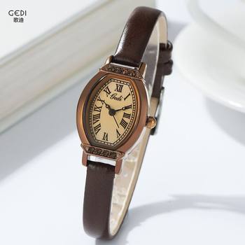 GEDI Goldie Watch Women's Barrel Small Dial Retro Exquisite Artistic Small and Beautiful Women's Watch Waterproof Wholesale