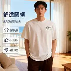 Cross-Border Summer Short-Sleeved Round-Neck Base Shirt Wholesale New Printed Trendy Brand Tops Casual Loose Fashion Short-Sleeved Men's Shirts