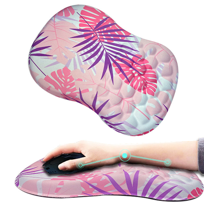 Spot Pink Tropical Wrist Mouse Pad Wrist Rest Office 3D Stereo Memory Foam Concave and Convex Anti-Slip Relaxation Wrist Pad