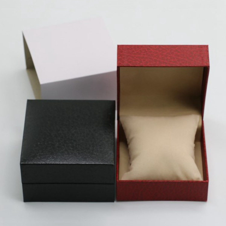 Right Angle Pebbled Imitation Leather Watch Box Flip Watch Box Gift Box Wholesale Jewelry Display Storage Packaging Watch Box