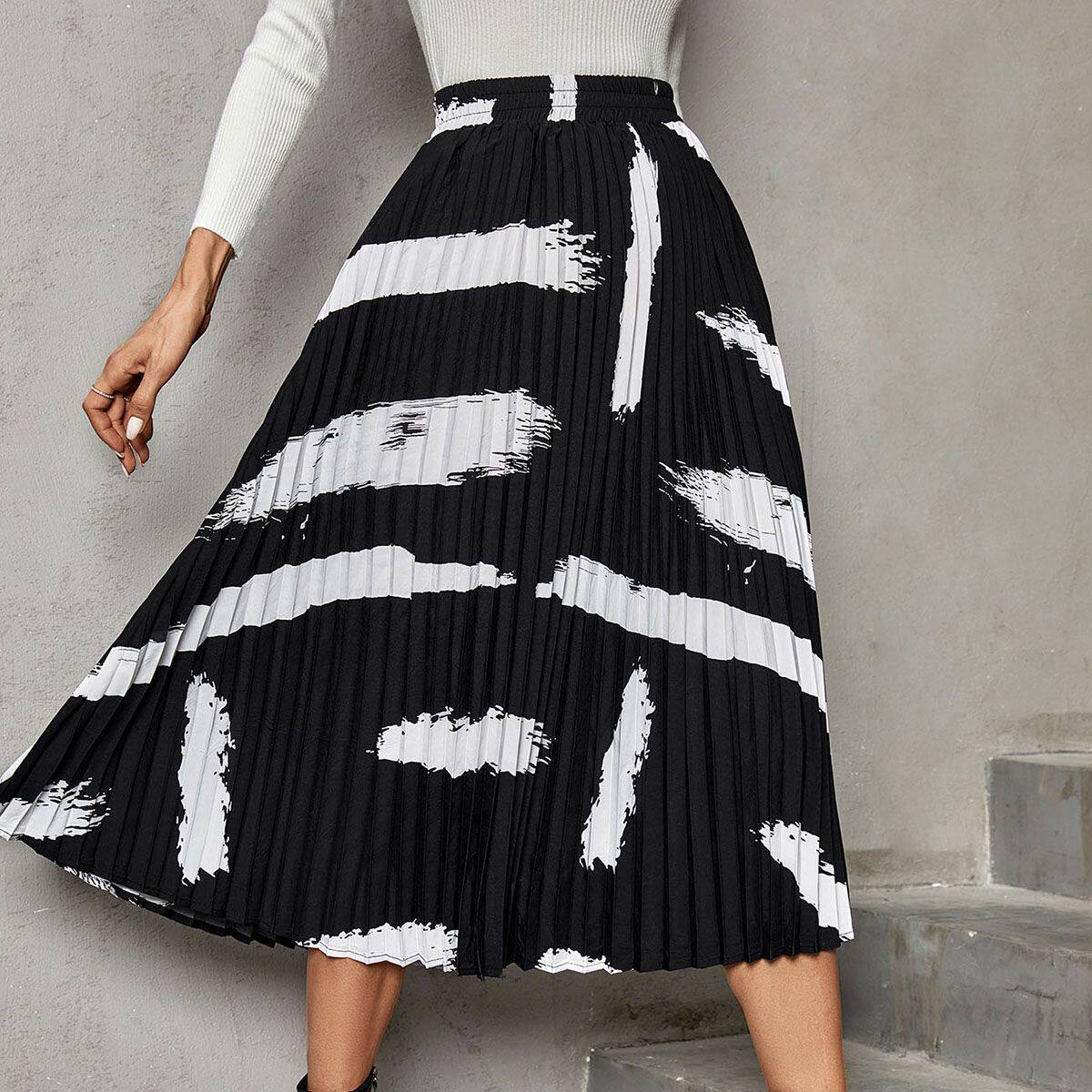 Casual A Line Skirt Irregular Print Trendy Design Womens Fashion Suitable for Daily Wear Wholesale Available