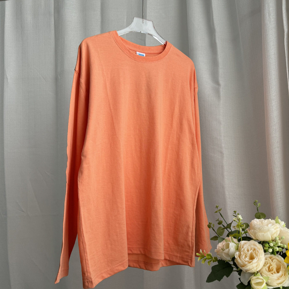 Womens Loose Fit Long Sleeve T Shirt Solid Color Round Neck 100 Cotton Spring Casual Wear Wholesale Available
