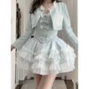 Princess Dress Suit Autumn and Winter New Style Short Jacket + High Waist Bow Tutu Skirt Two-Piece Set
