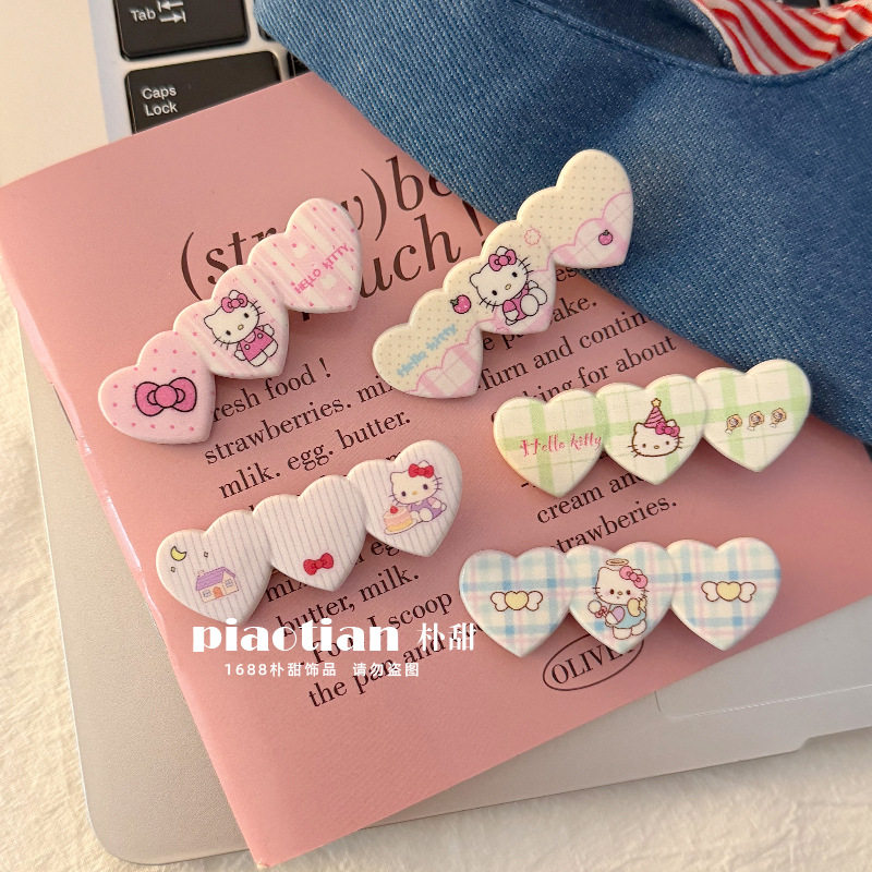New three-love hairpin Japanese style sweet and good-looking...