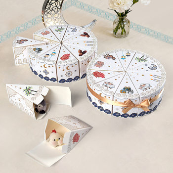 Triangular Cake Shape Birthday Party Creative Gift Box Ready for Sale Cute White Middle Eastern Candy Box 10/Pack