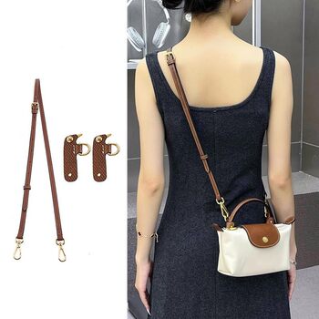 Cross-Border Bag Strap One-Shoulder Cross-Body Longxiang Mini Dumpling Bag Modification and Replacement Strap Adjustable Cowhide Shoulder Strap in Stock
