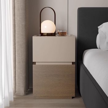 2024 New Italian Minimalist Bedside Table Modern Minimalist Creative Bedroom Solid Wood Bedside Cabinet Storage Rack