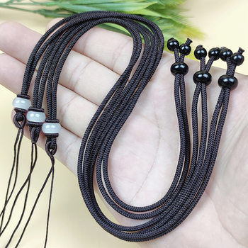 Hand-woven jade pendant jade pendant rope thick with pull ring men's and women's retractable lanyard pendant rope rope