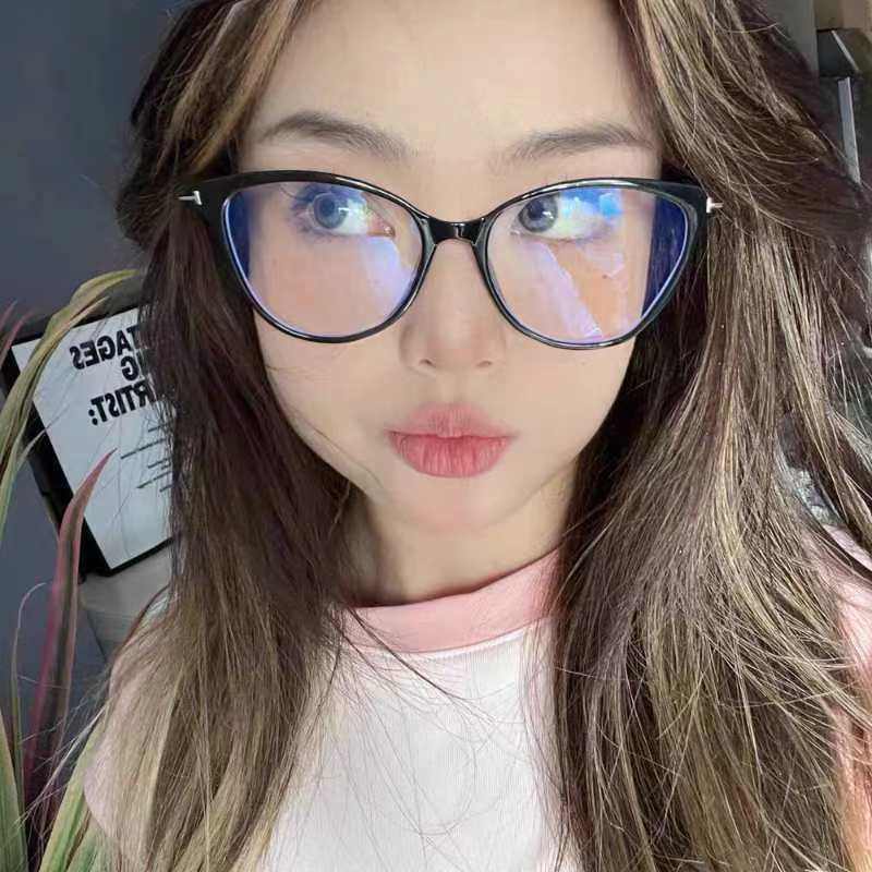 5089 New European and American Cat Eye Frame Glasses Tr90 Frame Women's Anti-Blue Cat Eye Myopia Glasses Frame Ins Glasses