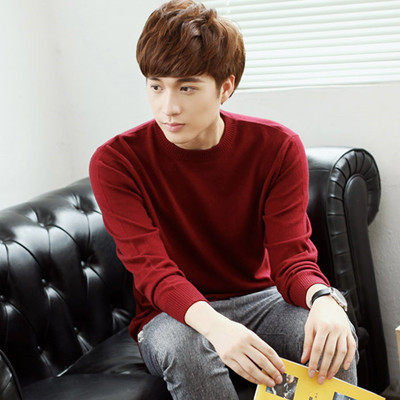 跨境新款韩版秋冬男士V领大码毛衫针织宽松纯色男毛衣打底衫