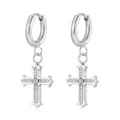Ms-649 steel color cross earrings with diamonds