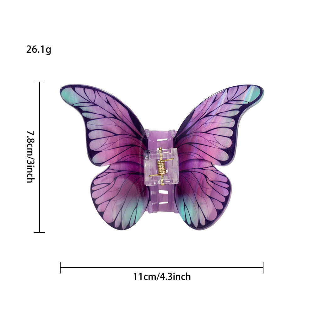 跨境超好看仿镇蝴蝶抓夹女高级感半扎发醋酸发夹后脑勺鲨鱼夹头饰