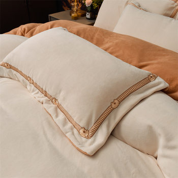 Super Thick High-end Full-extinction Milk Velvet Four-piece Set Thickened Warm Double-sided Velvet Baby Velvet Winter Bed Four-piece Set