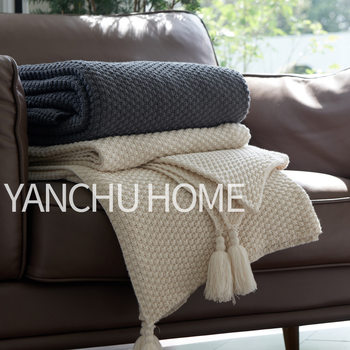 New Nordic Style Tassel Knitted Blanket Office Air Conditioning Lunch Break Blanket Wool Cover Blanket Sofa Casual Blanket Blanket