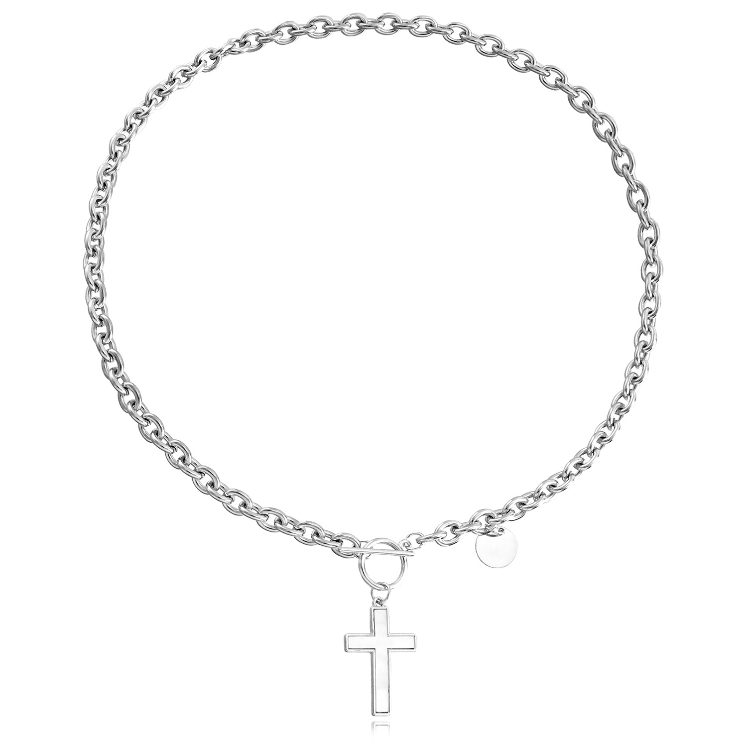 欧美跨境饰品 朋克锁骨链小众设计贝母项链女 潮流合金毛衣链项饰