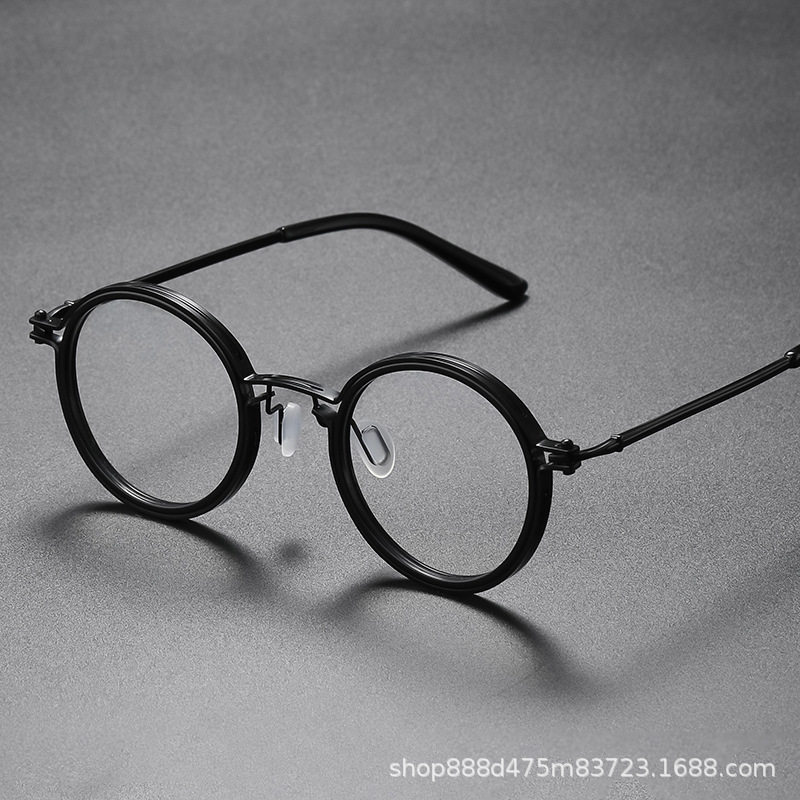 Anti-black storm with fashion retro fashion glasses frame men's round frame punk style metal anti-blue light flat mirror wholesale
