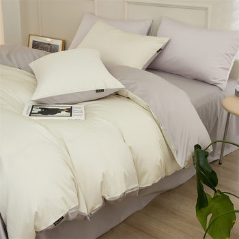 Four-Piece Set 100% Pure Cotton Bed Sheet, Fitted Sheet, Duvet Cover, Bedding Three-Piece Set, Breathable and Skin-Friendly