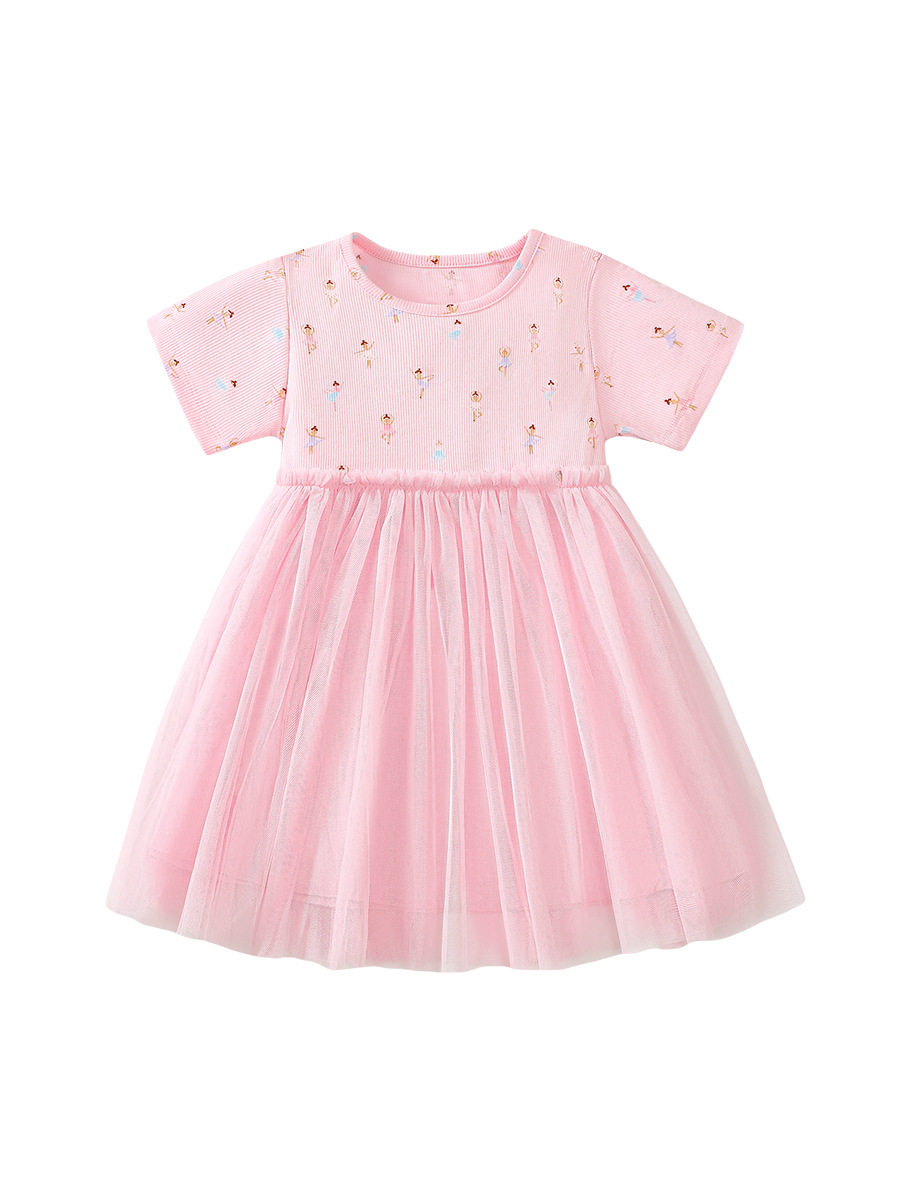 [Style] Girls' Tulle Skirt, New Summer Short-sleeve Princess Dress, Kids' Dress