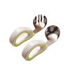 Baby's Self-feeding One-year-old Supplementary Food Spoon Learning to Eat Training Children's Silicone Stainless Steel Fork Spoon Baby's Short Handle