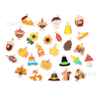 Thanksgiving Oil Dripping Jewelry Accessories DIY Pendant Mobile Phone Chain Necklace Keychain Pendant Handmade Materials