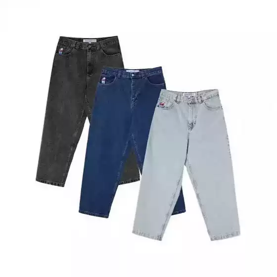 Streetwear Polar Big Boy Jeans Y2K Hip Hop Gothic Cartoon Embroidered Blue Loose