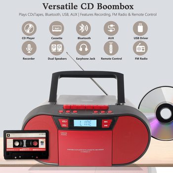 Portable Multifunctional Stereo Bluetooth Cd Player Boombox with Am/Fm Radio Speaker
