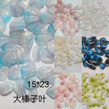 Hope letter big hazelnut leaf glass petals diy jewelry accessories antique hairpin headdress Hanfu retro material wholesale